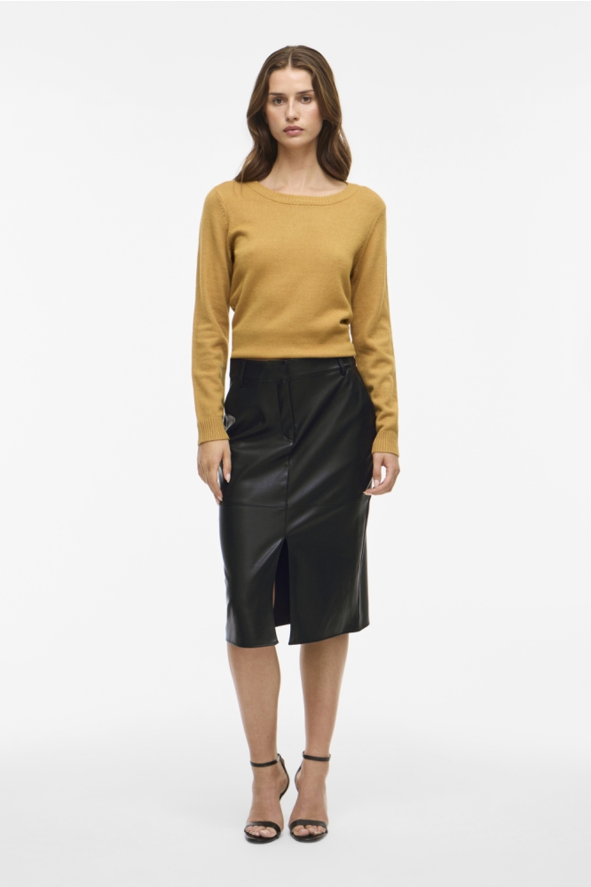 VIDAGMAR HW MIDI COATED SKIRT - NOO 14105132 Black
